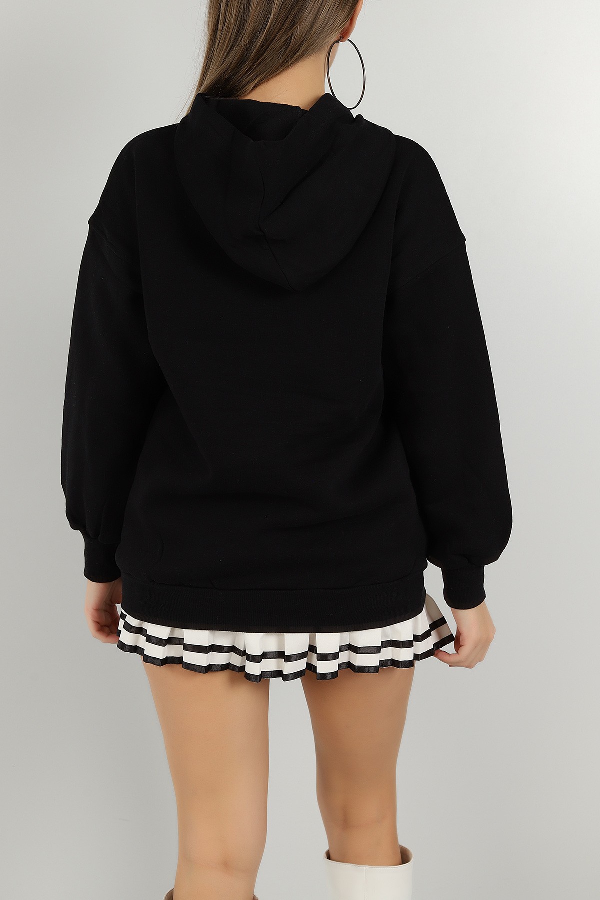 Siyah Şardonlu Baskılı Bayan Sweat 144901