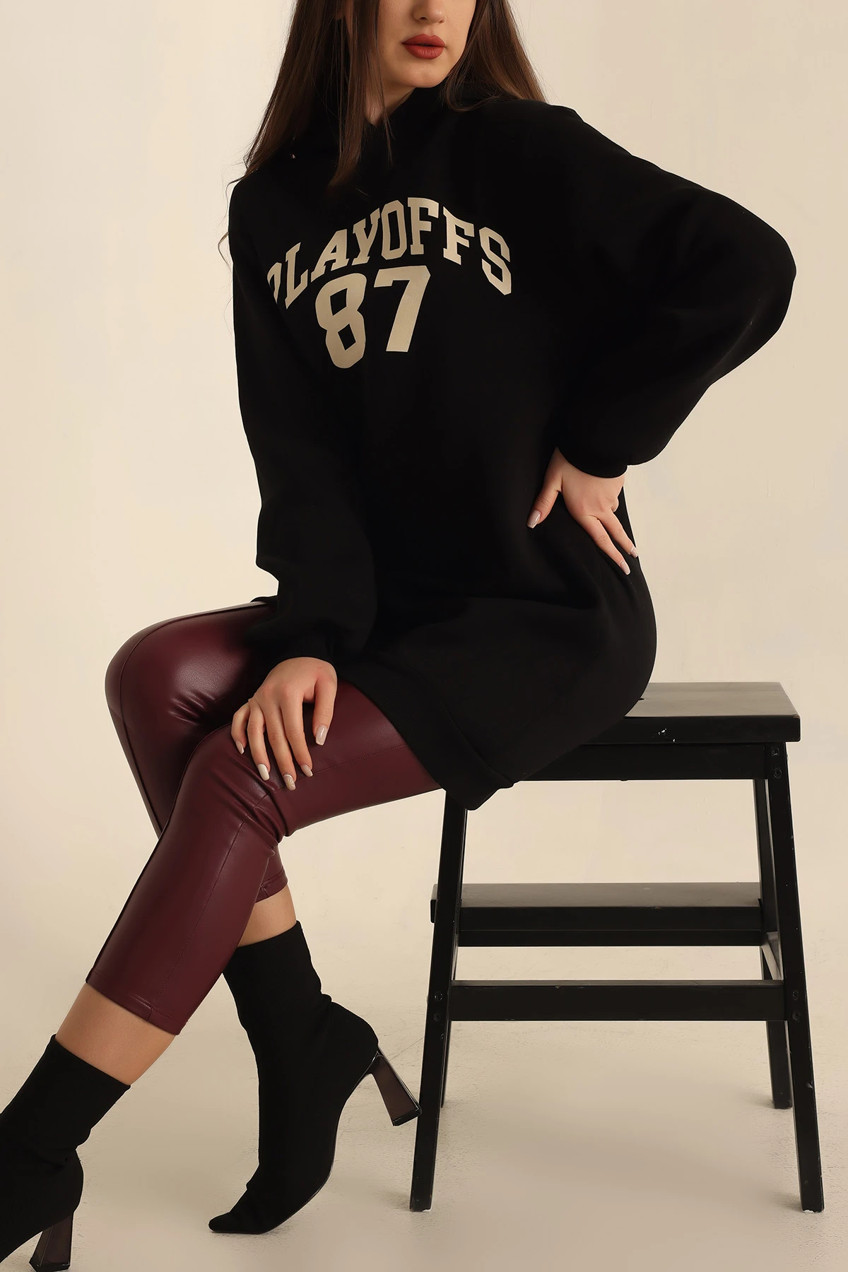 Siyah Şardonlu Baskılı Sweat Tunik 228100