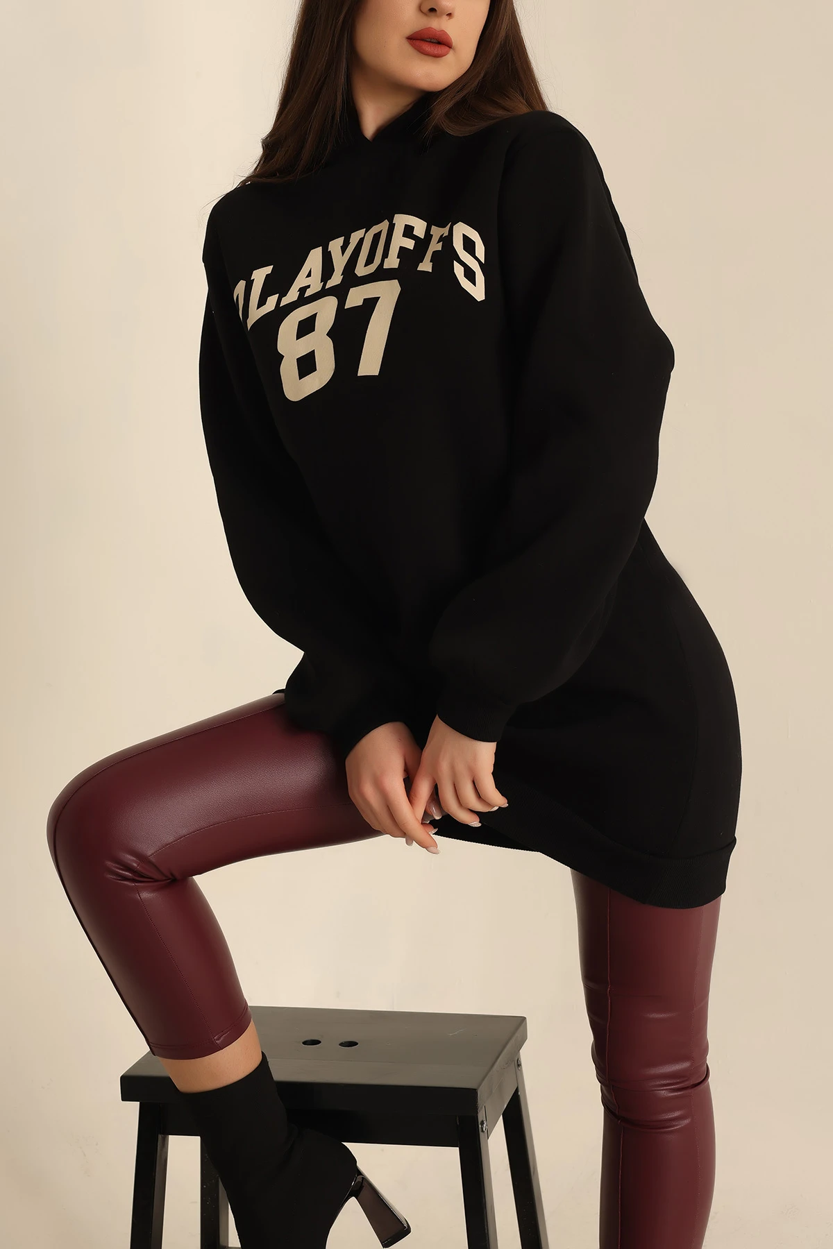Siyah Şardonlu Baskılı Sweat Tunik 228100