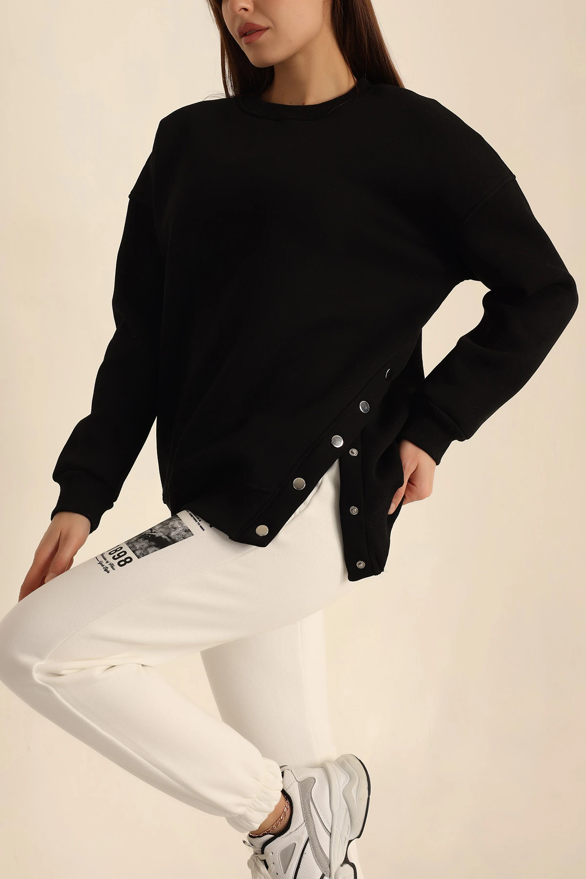 Siyah Şardonlu Bayan Sweat 224819