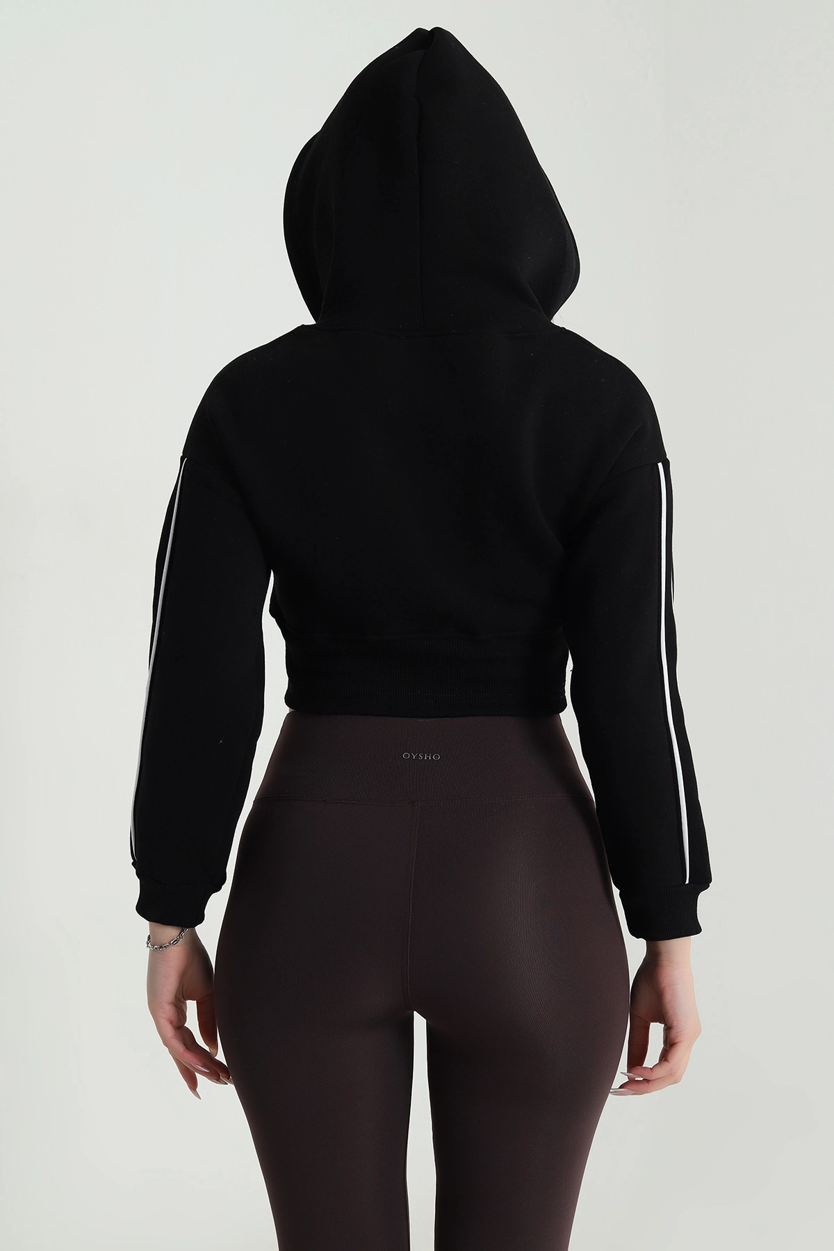 Siyah Şardonlu Crop Kadın Sweat 489184