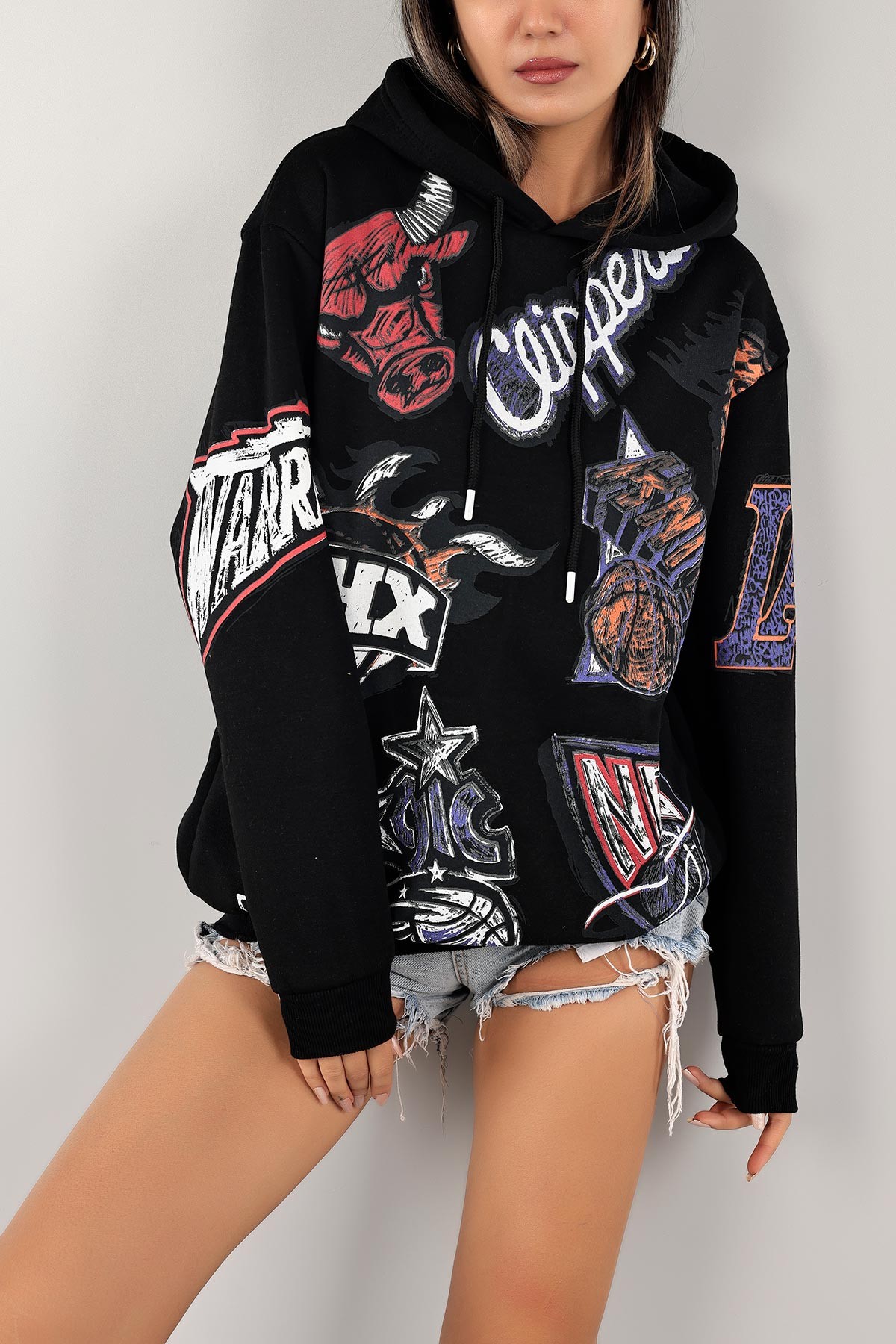 Siyah Şardonlu Kapüşonlu Sweat 128985
