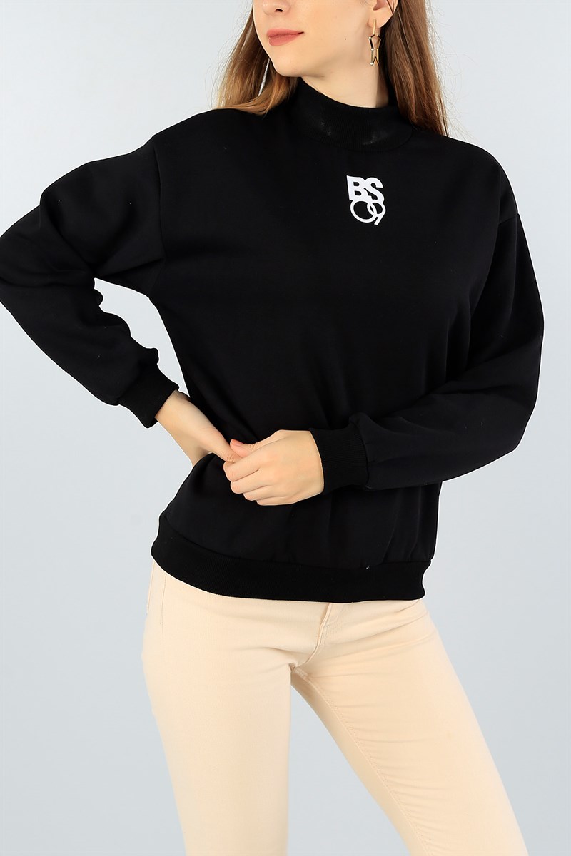 Siyah Şardonlu Üç İp Bayan Sweat 45206