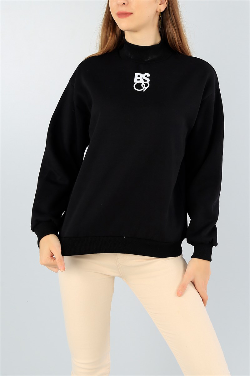Siyah Şardonlu Üç İp Bayan Sweat 45206