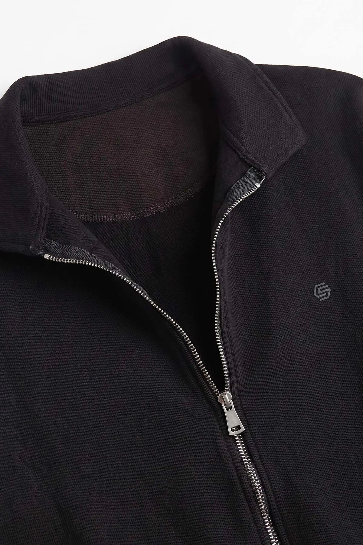 Siyah Selanik Polo Yaka Fermuarlı Erkek Hırka 494532