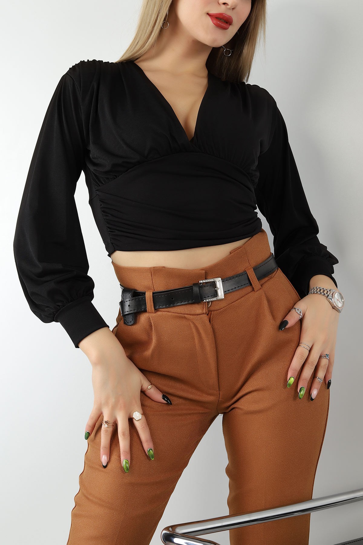 Siyah Sendy Kumaş Bluz 149464