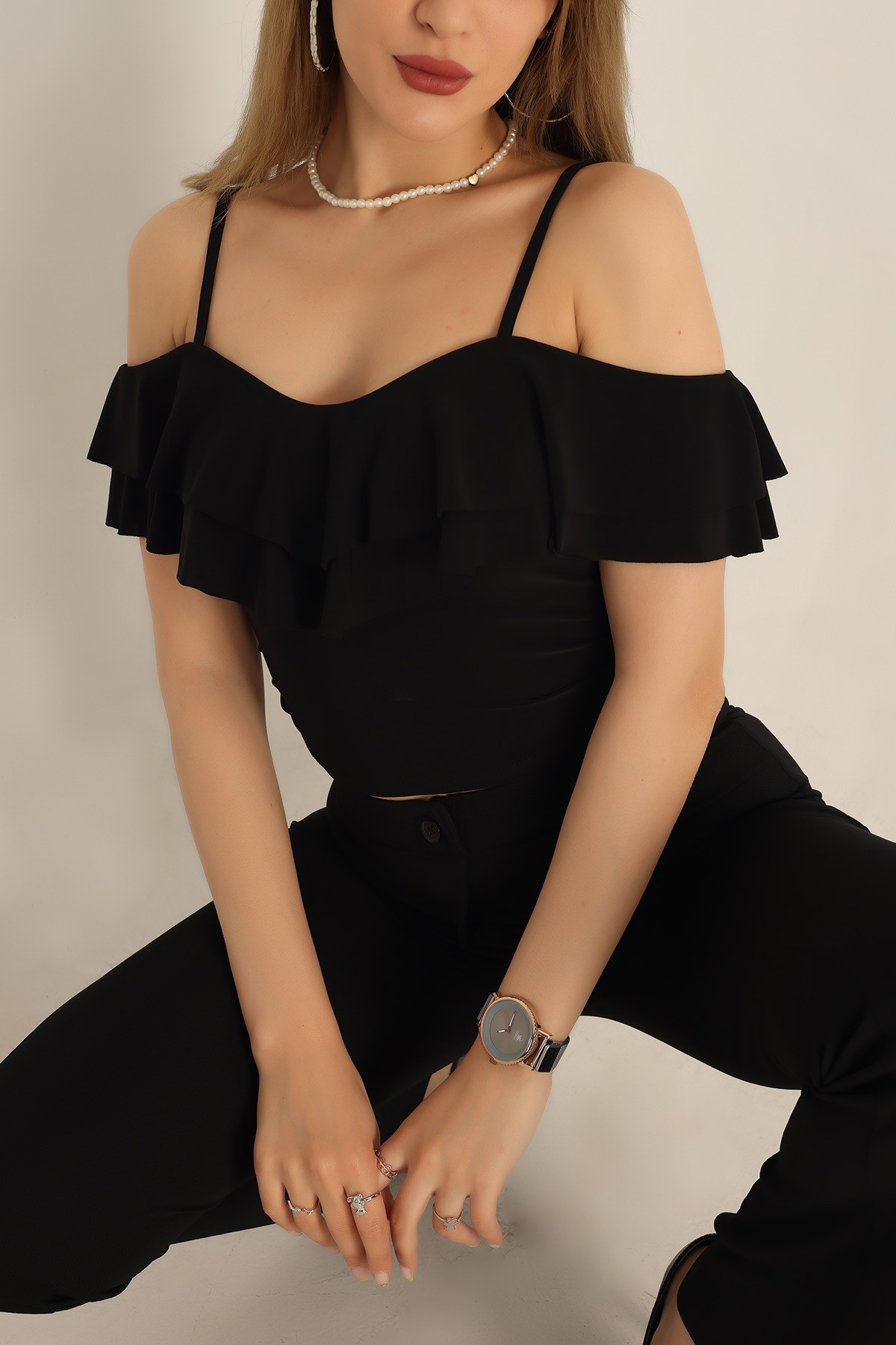 Siyah Sendy Kumaş Bluz 182346