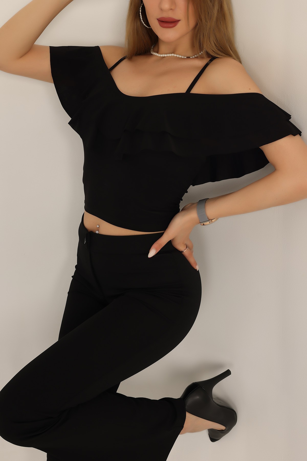 Siyah Sendy Kumaş Bluz 182346