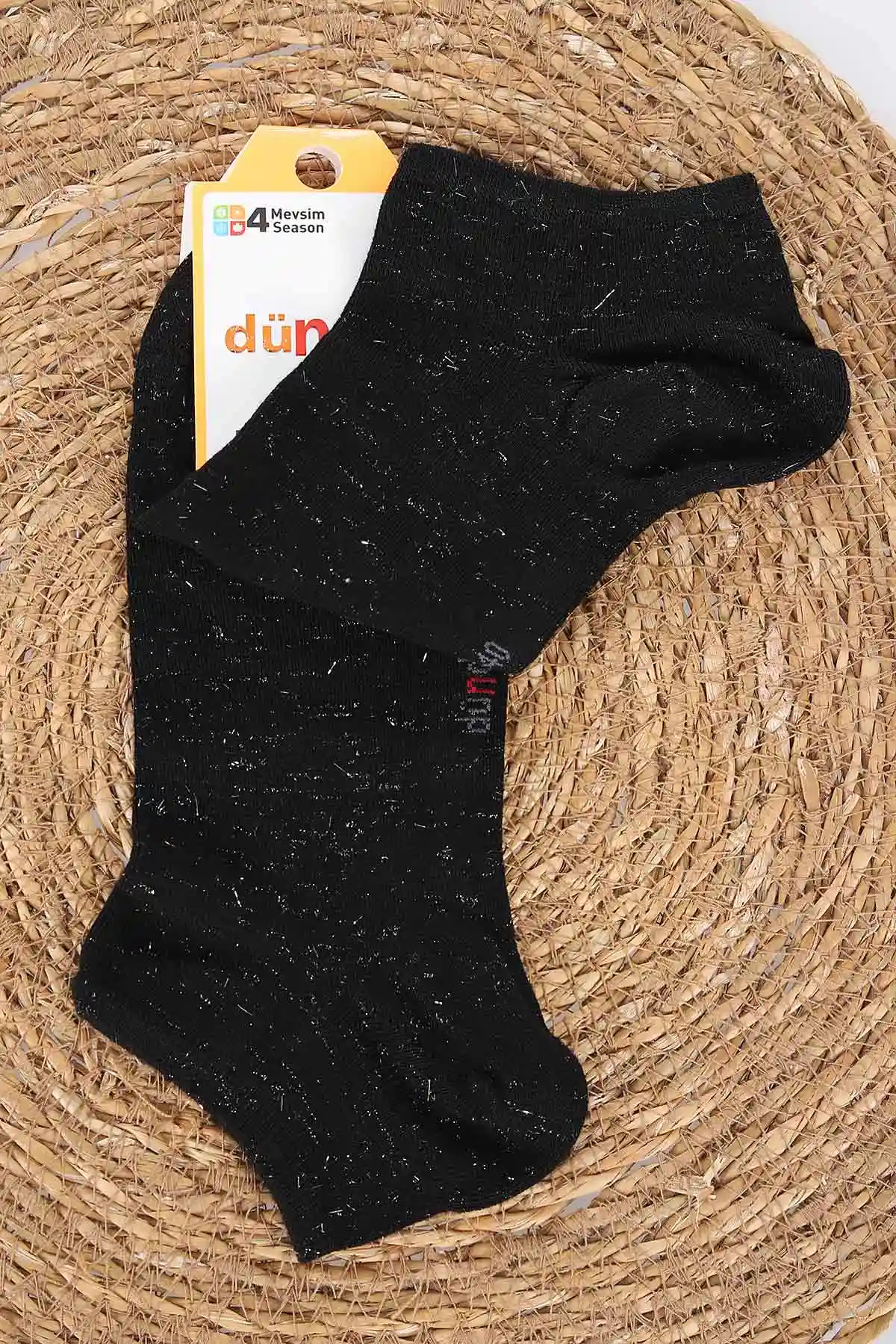 Siyah Simli Dört Mevsim Kadın Modal Soket Patik Çorap (36-40) 476967
