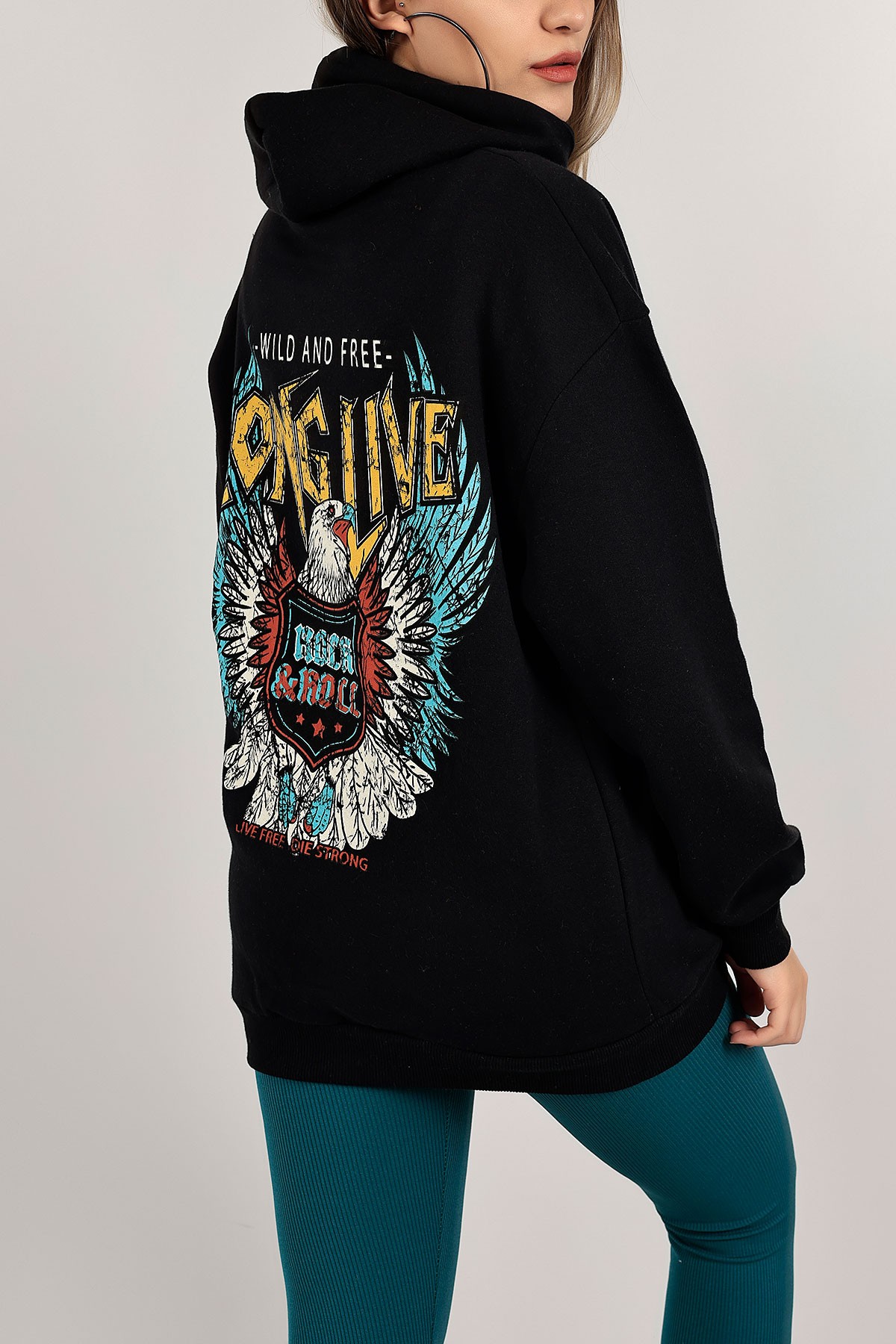 Siyah Sırtı Baskılı Şardonlu Sweat 143394