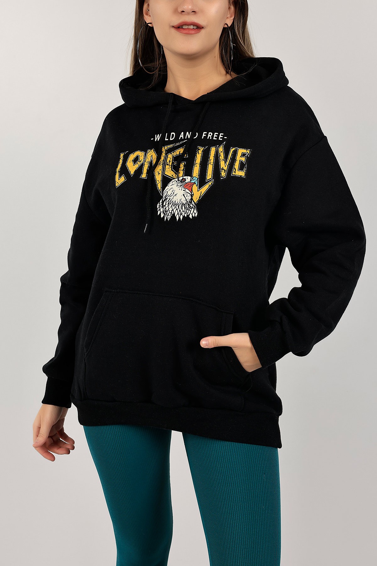 Siyah Sırtı Baskılı Şardonlu Sweat 143394