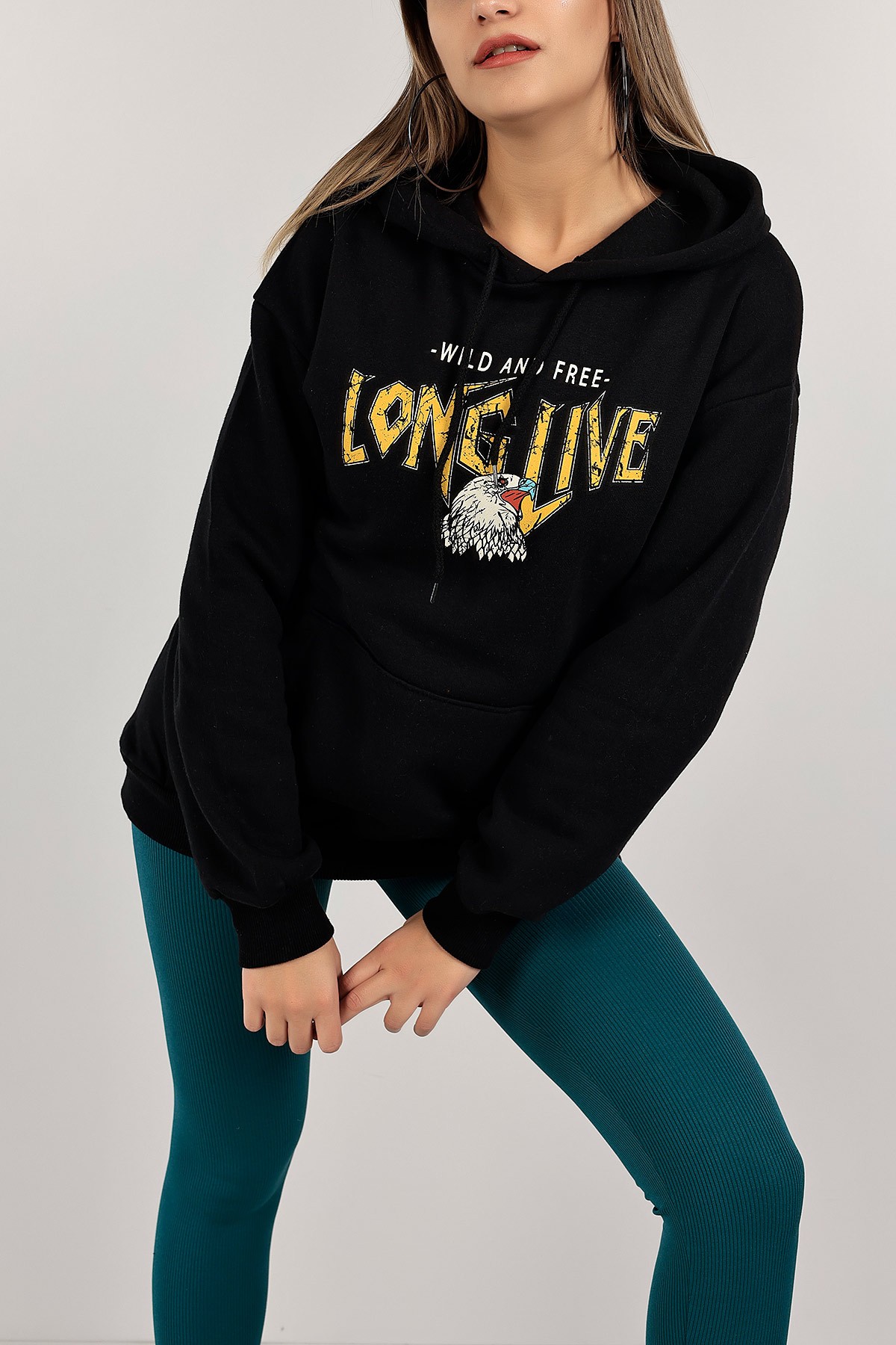Siyah Sırtı Baskılı Şardonlu Sweat 143394
