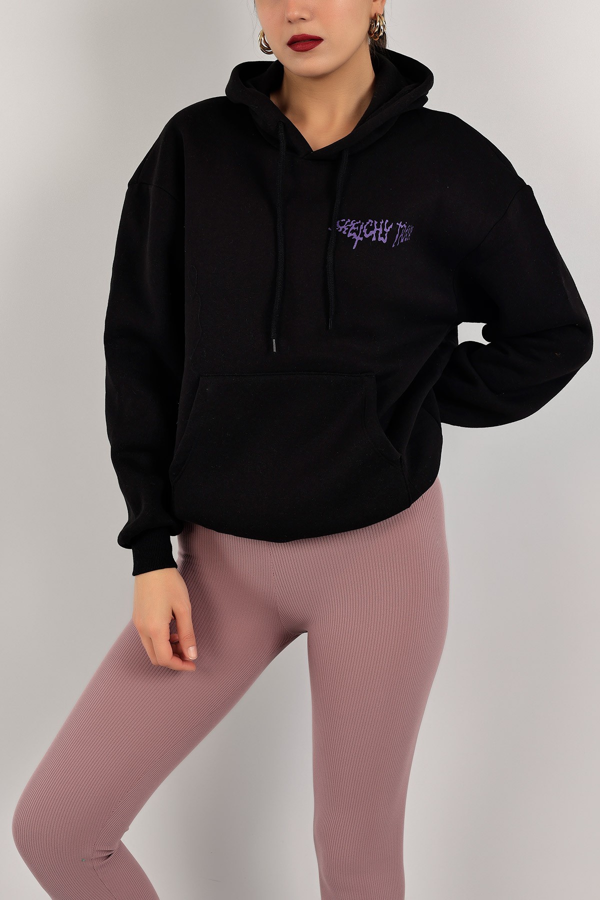 Siyah Sırtı Baskılı Şardonlu Sweat 143403