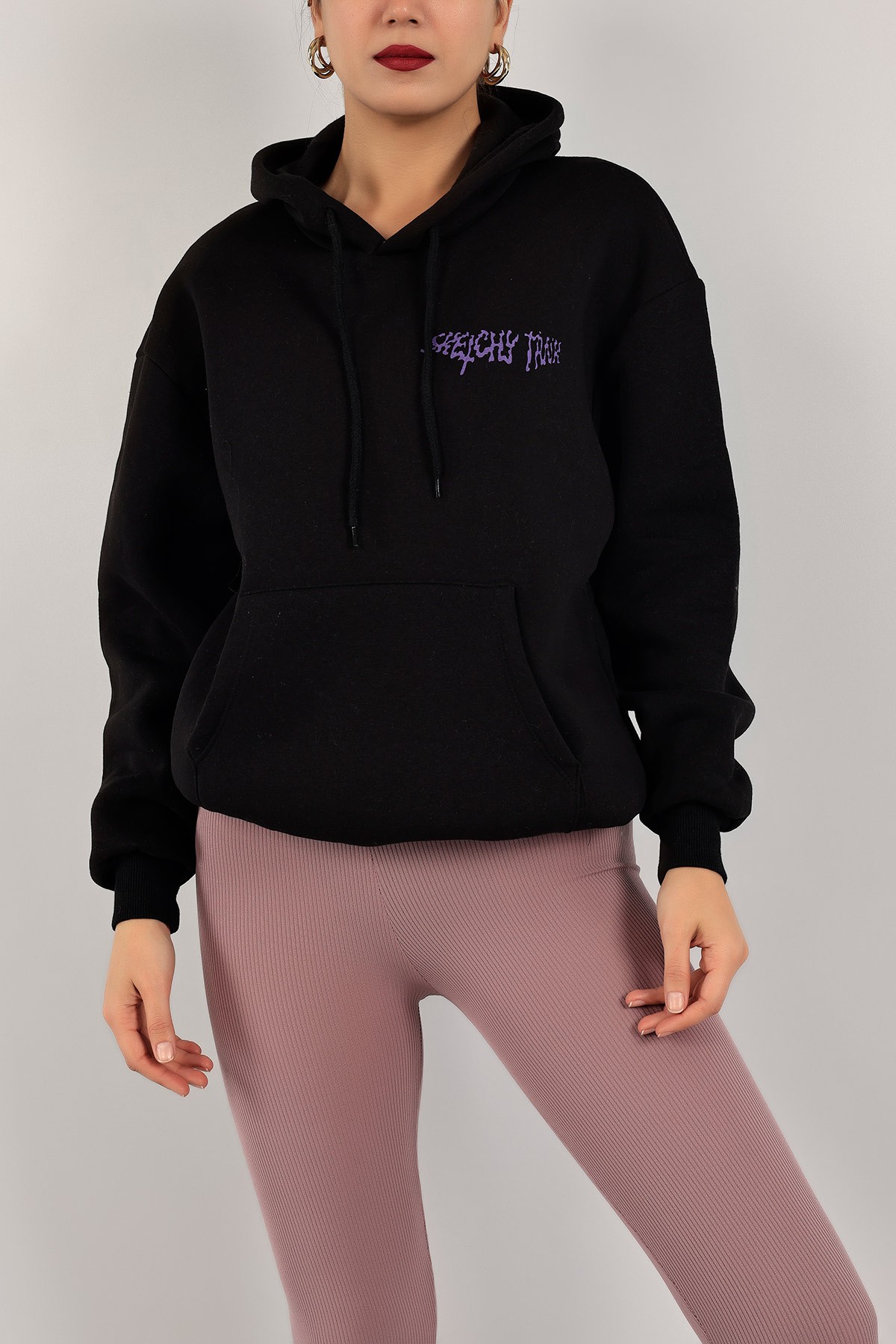 Siyah Sırtı Baskılı Şardonlu Sweat 143403