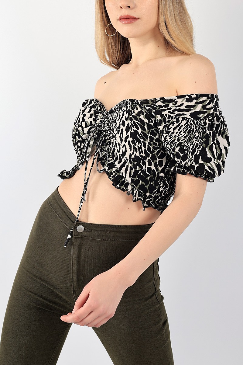 Siyah Sırtı Gipeli Crop Bluz 98481