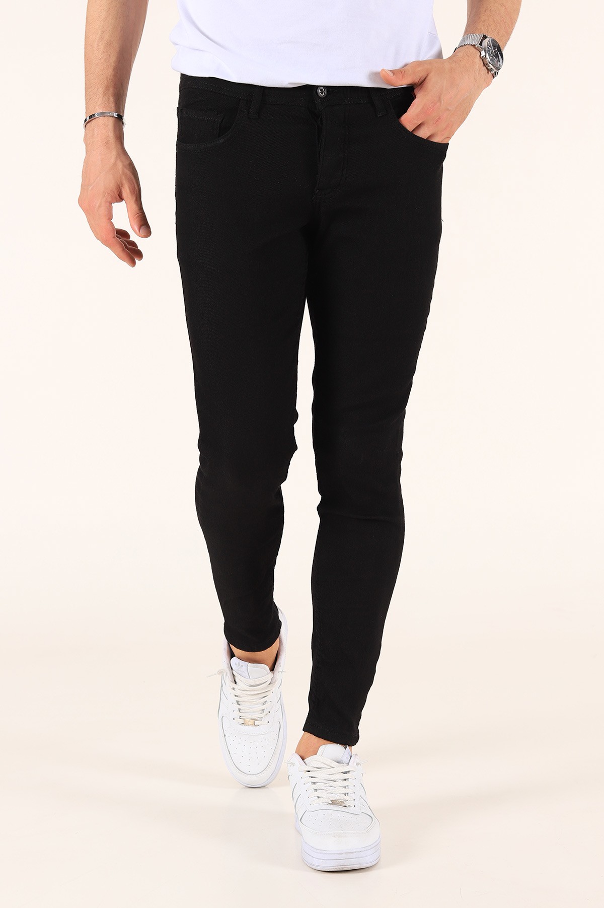 Siyah Gabardin Skinny Fit Likralı Erkek Kot Pantolon 180916