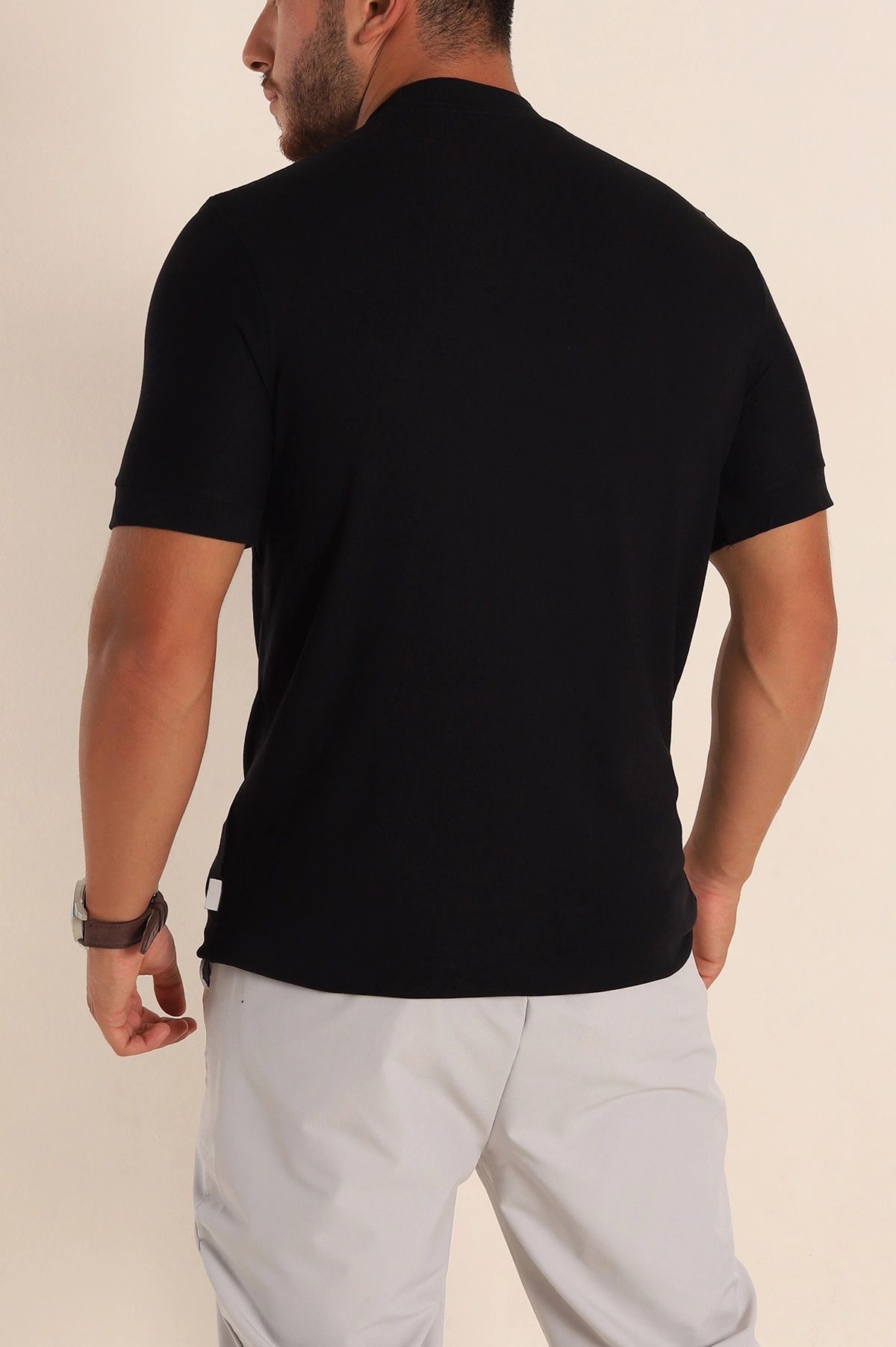 Siyah Slim Fit Basic Likralı Erkek Tişört 268490
