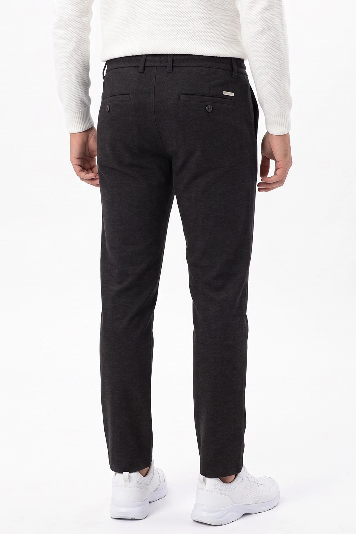 Siyah Slim Fit Belden Bağlamalı Erkek Pantolon 493147