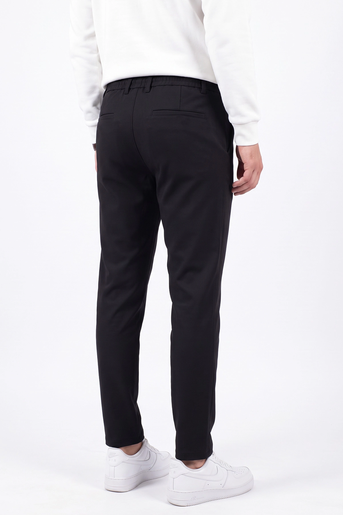 Siyah Slim Fit Belden Bağlamalı Erkek Pantolon 493277