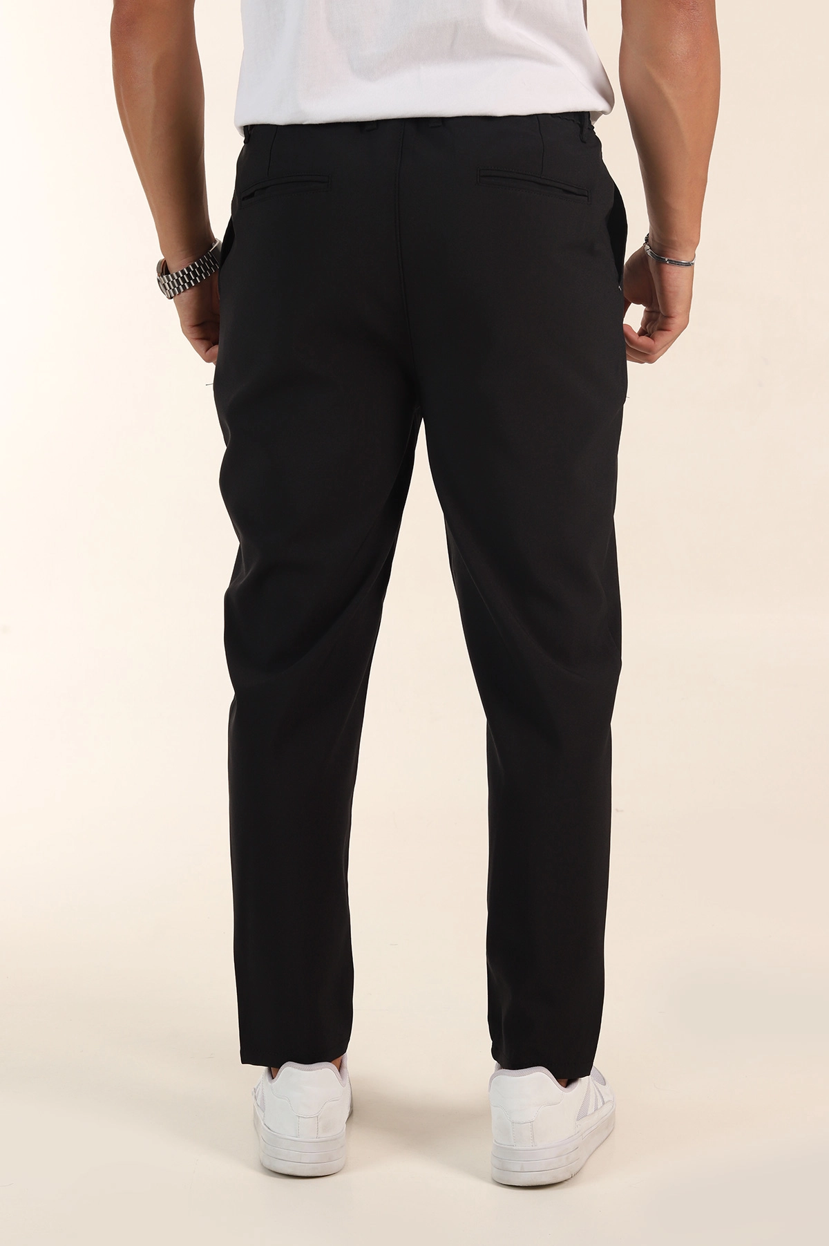 Siyah Slim Fit Çimalı Bel Lastikli Erkek Jogger Pantolon 380953