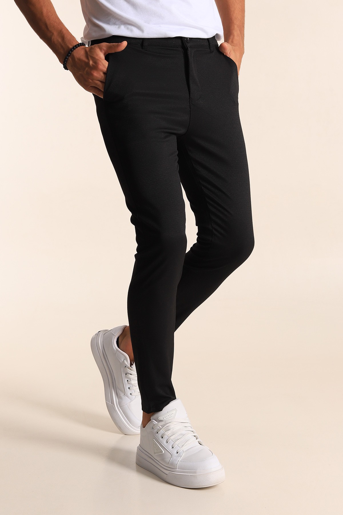 Siyah Slim Fit Desenli Erkek Pantolon 194610