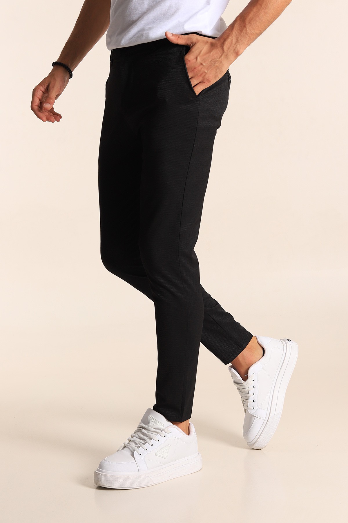 Siyah Slim Fit Desenli Erkek Pantolon 194610