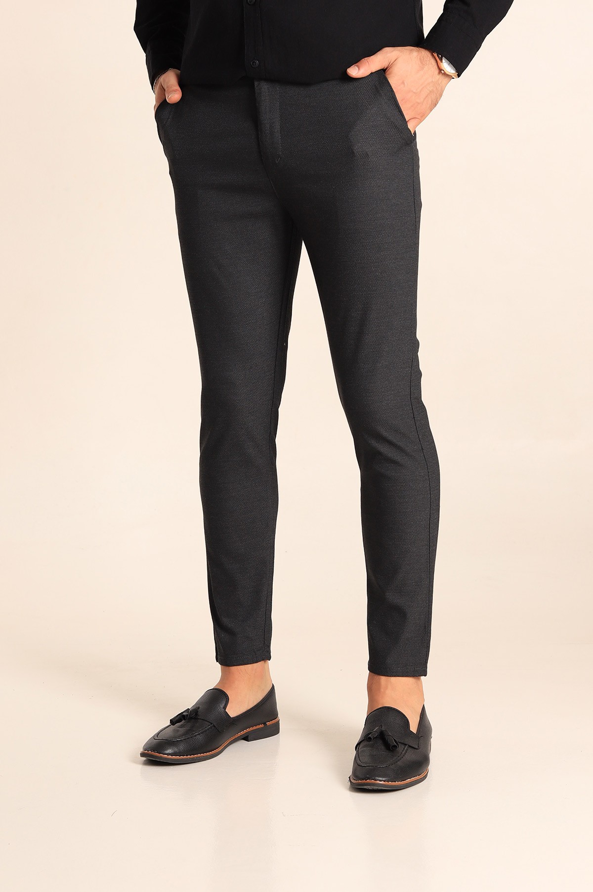 Siyah Slim Fit Desenli Erkek Pantolon 213181
