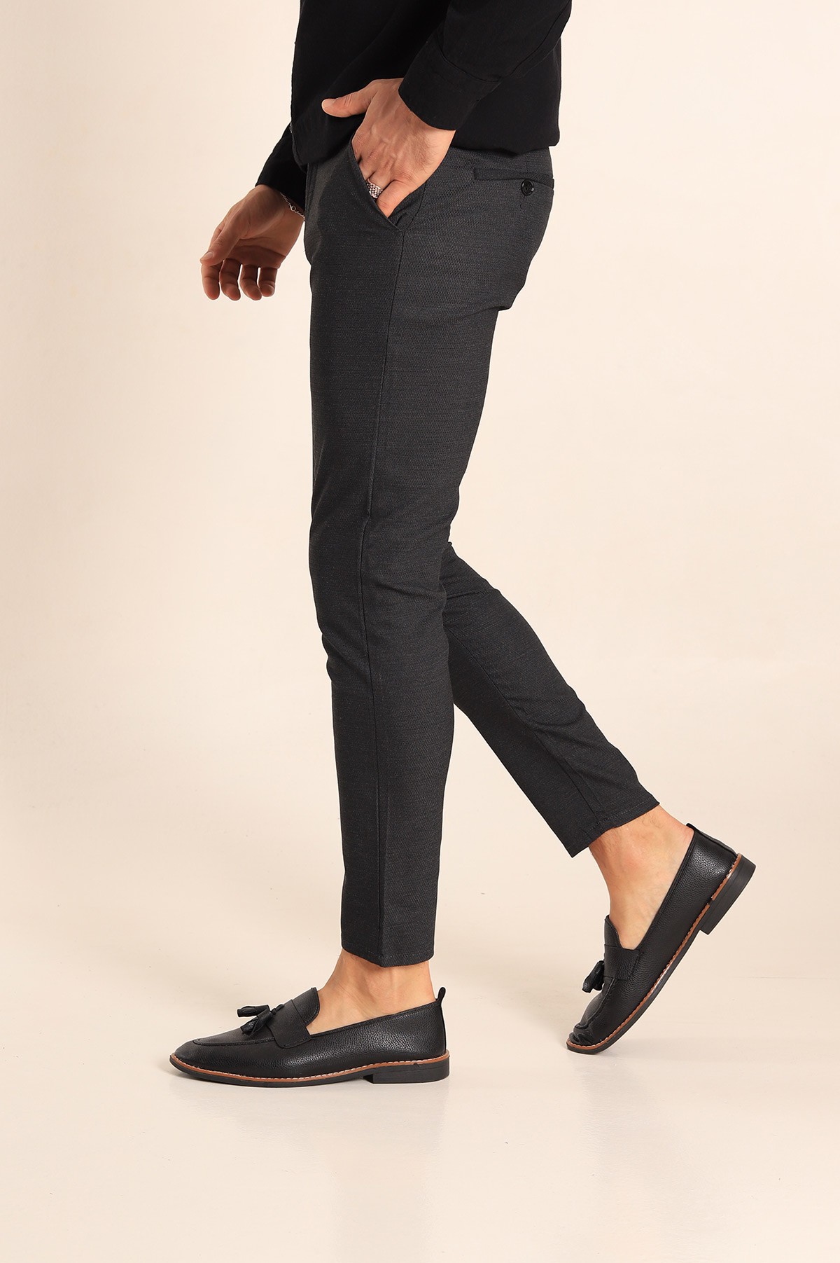 Siyah Slim Fit Desenli Erkek Pantolon 213181
