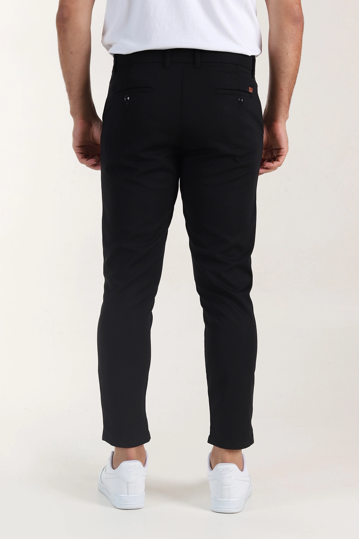 Siyah Slim Fit Örme Kumaş Erkek Pantolon 391306