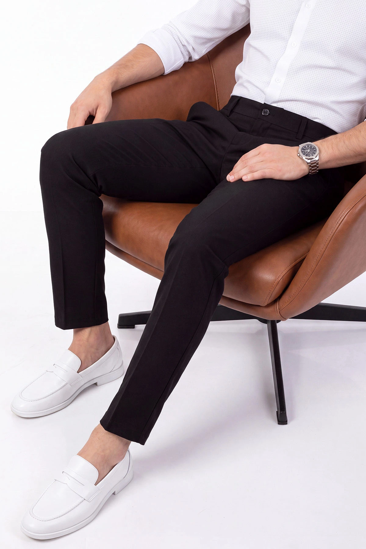 Siyah Slim Fit Petek Armürlü Erkek Pantolon 472203