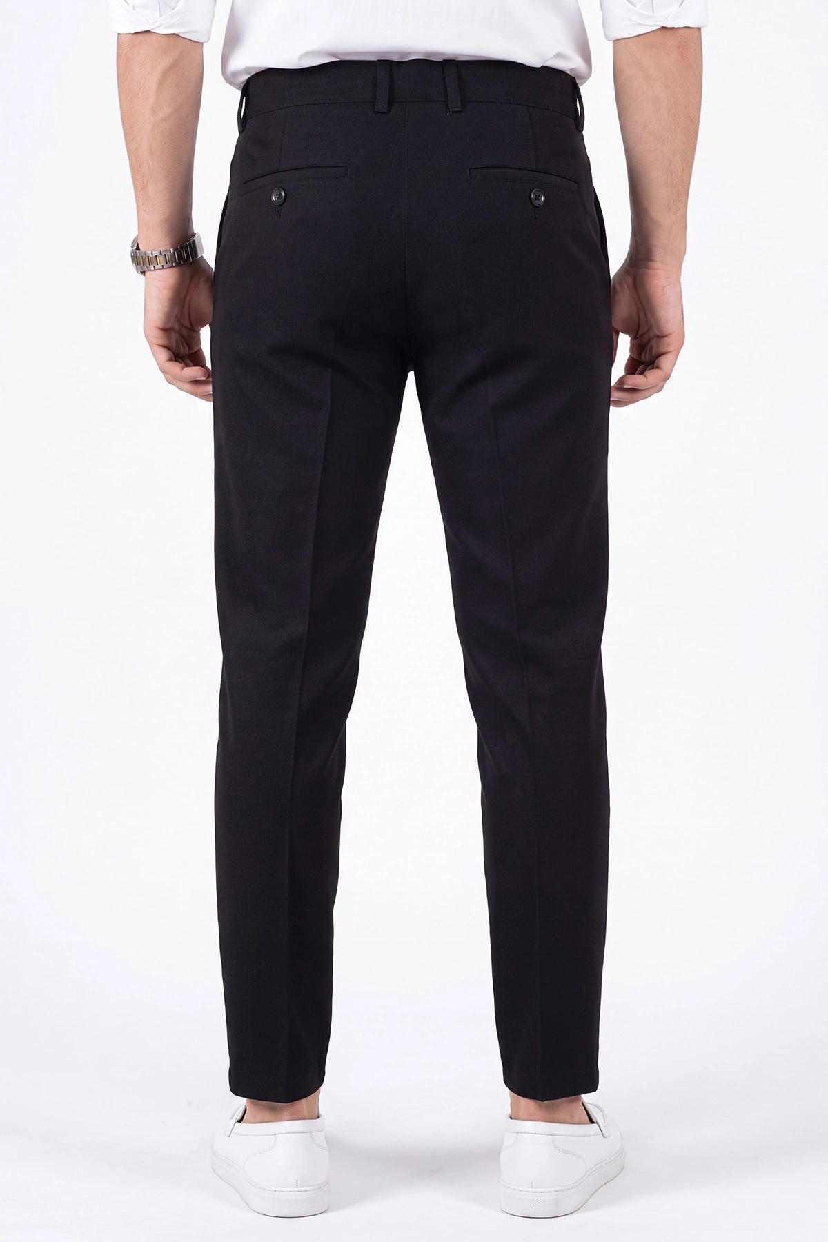 Siyah Slim Fit Petek Armürlü Erkek Pantolon 472203