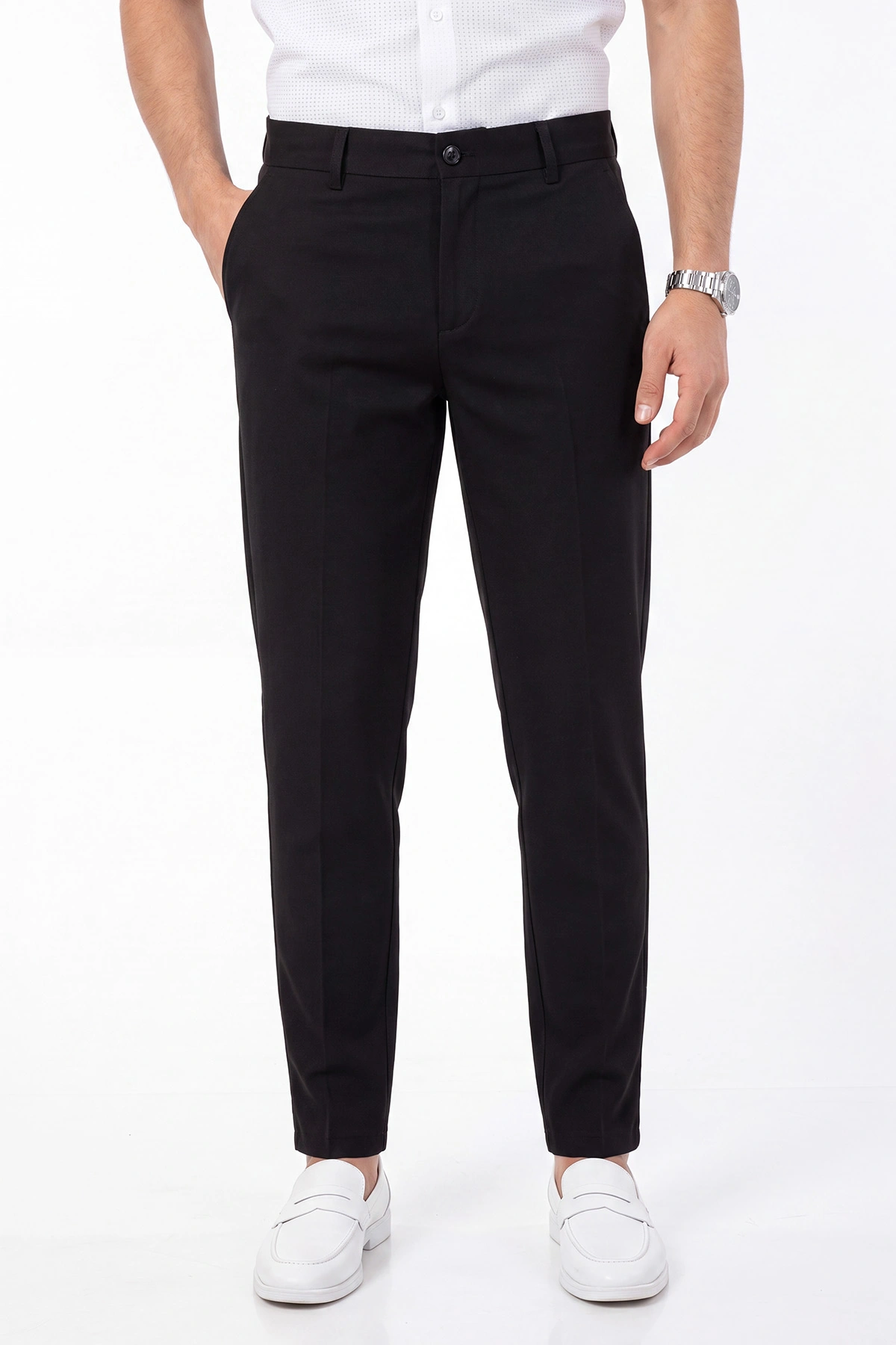 Siyah Slim Fit Petek Armürlü Erkek Pantolon 472203