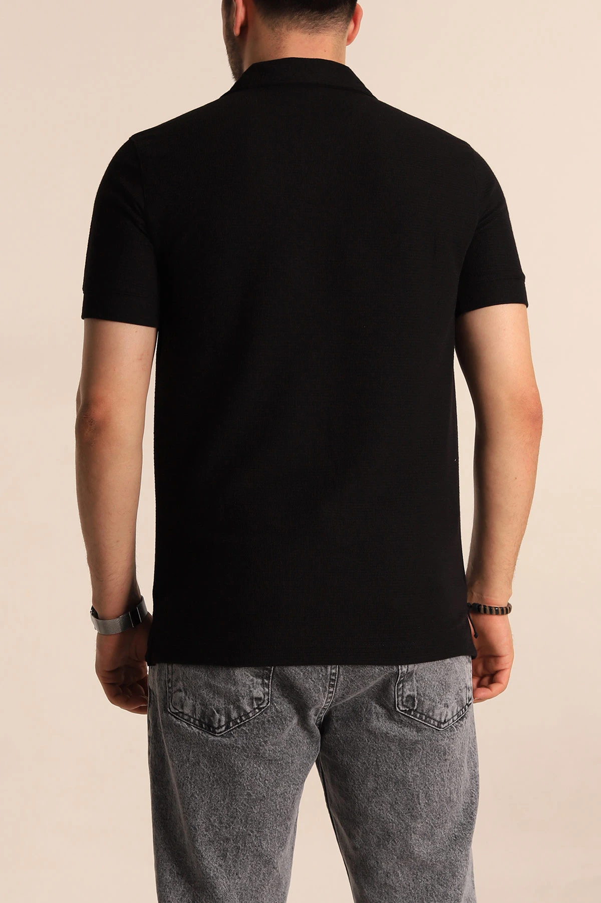 Siyah Slim Fit Polo Yaka Erkek Tişört 262903