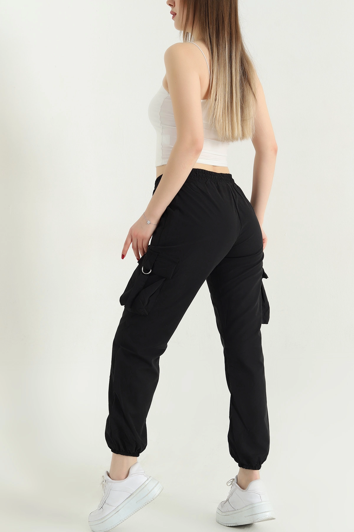Siyah Soft Kumaş Jogger Bayan Pantolon 338104