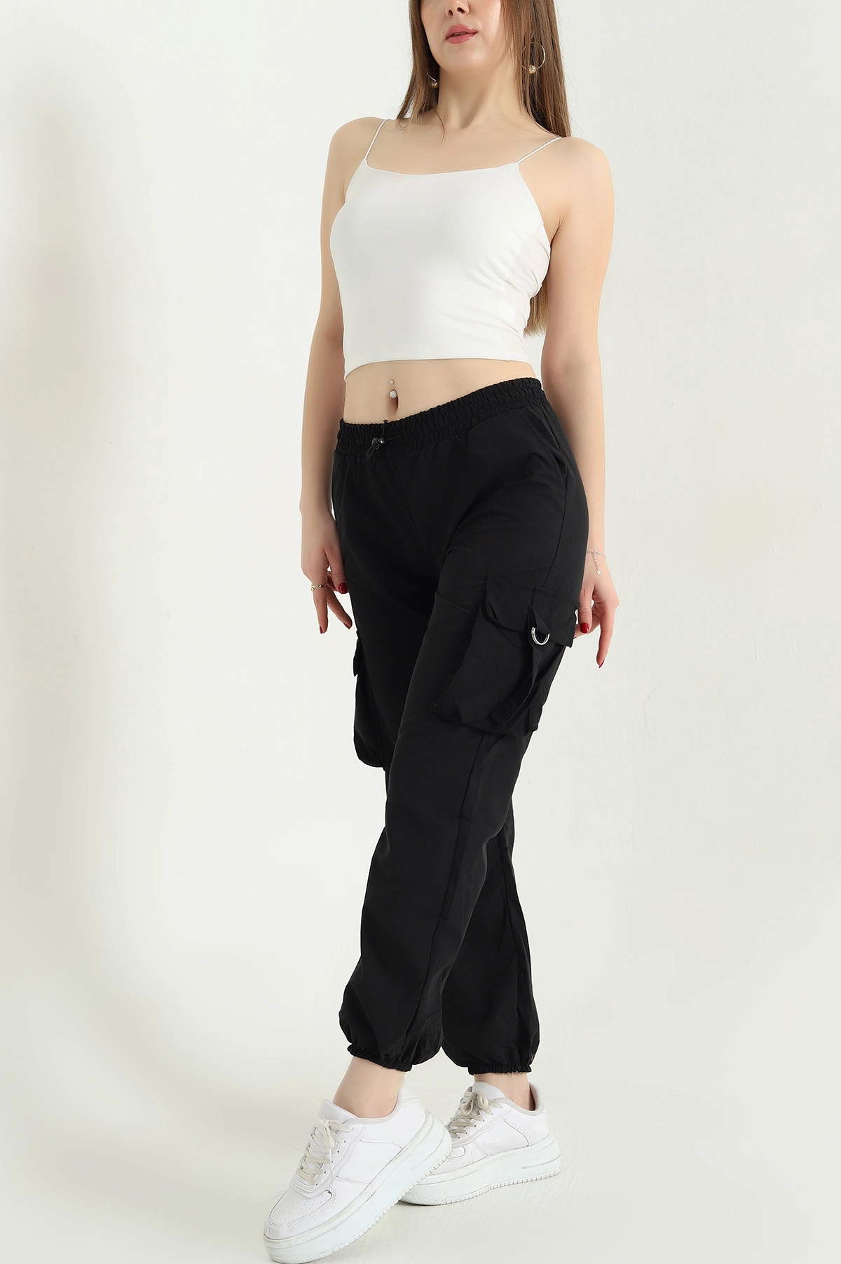 Siyah Soft Kumaş Jogger Bayan Pantolon 338104