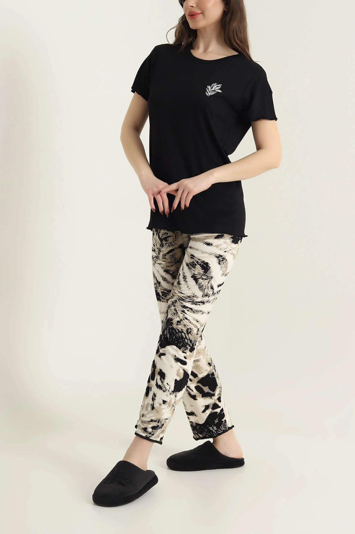 Siyah Stella Viskon Kadın Pijama Takımı 434399