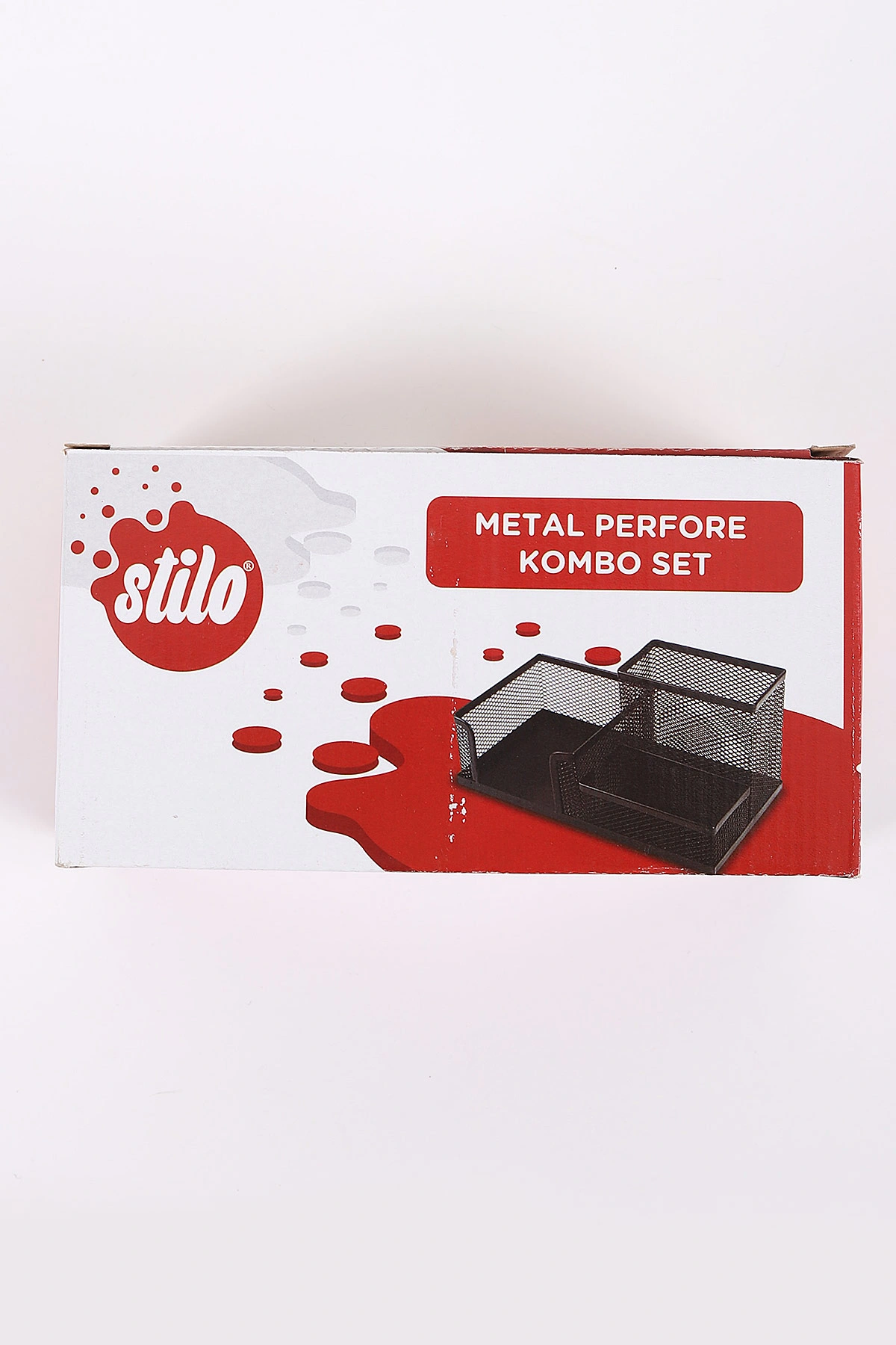 Siyah Stilo Metal Perfore 3 Bölmeli Tel kalemlik Kombo Set - Masa Setleri 441899