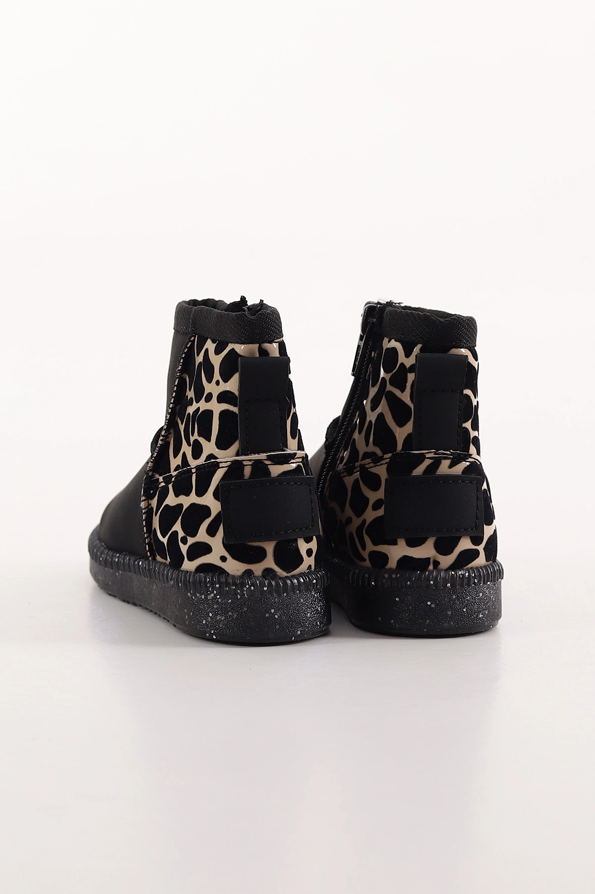 Siyah Süet ( 22 - 25 ) Leopar Desenli Işıklı Fermuarlı Kız Bebek Bot 411614