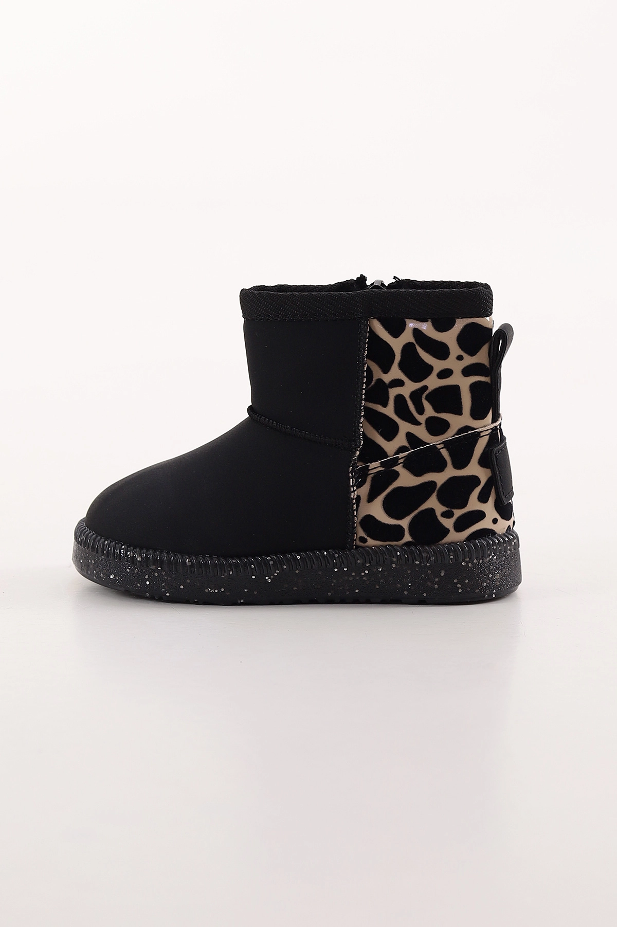 Siyah Süet ( 22 - 25 ) Leopar Desenli Işıklı Fermuarlı Kız Bebek Bot 411614