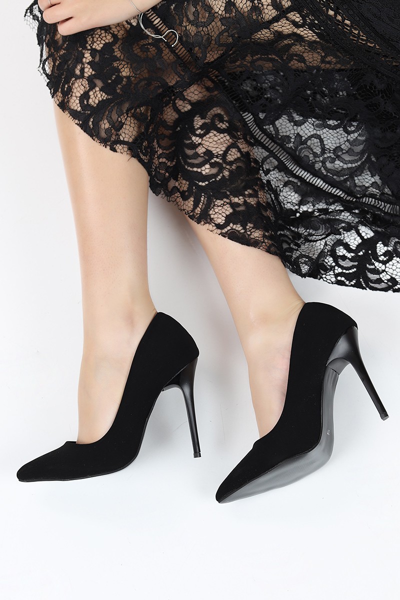 Siyah Süet Bayan Stiletto 78729