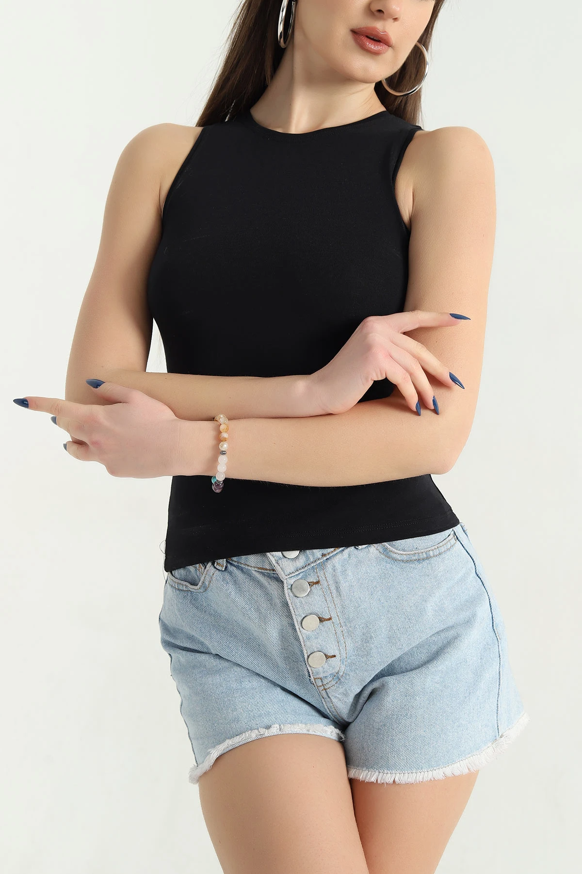 Siyah Süprem Kolsuz Atlet Bluz 337704