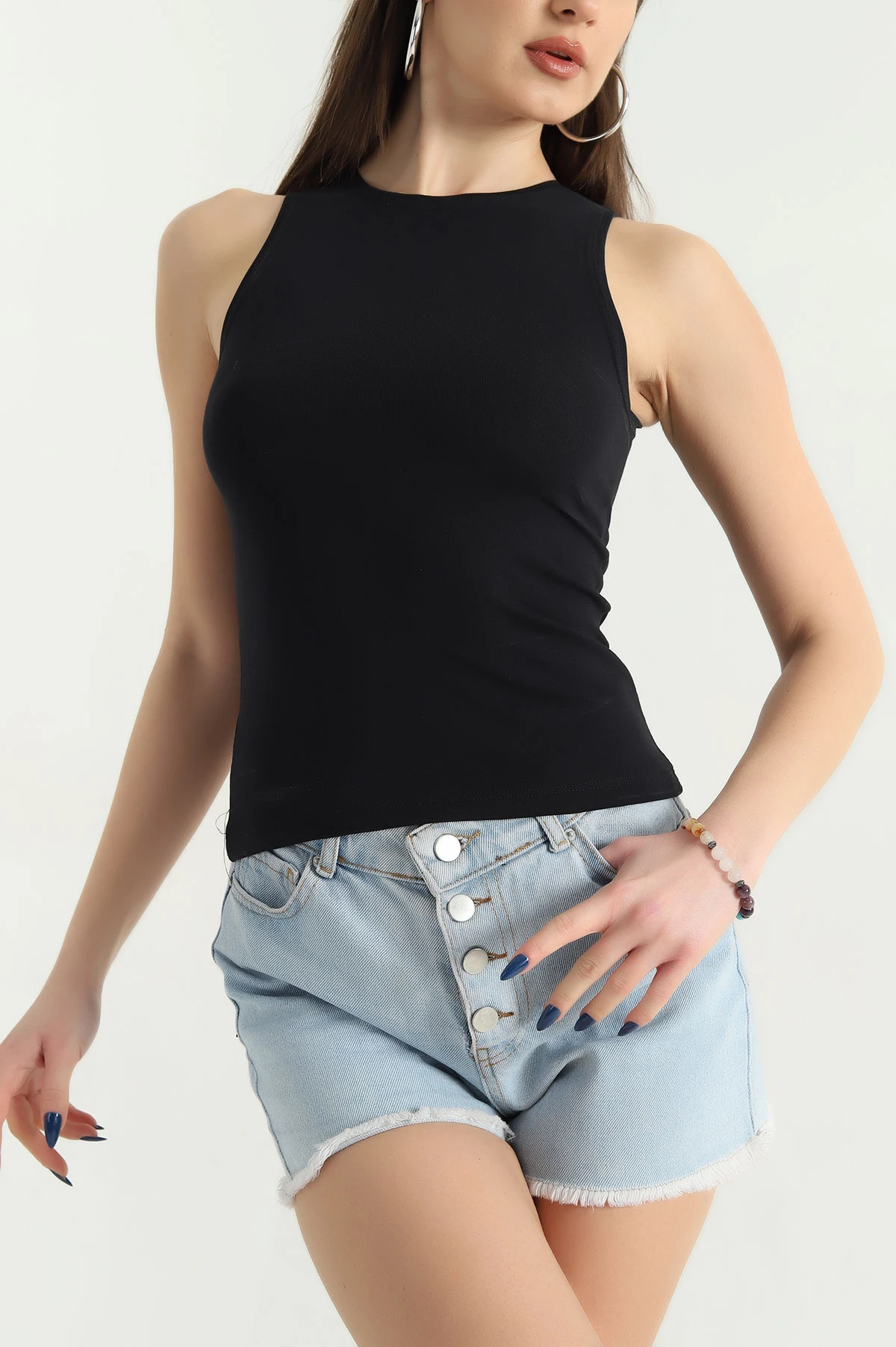 Siyah Süprem Kolsuz Atlet Bluz 337704