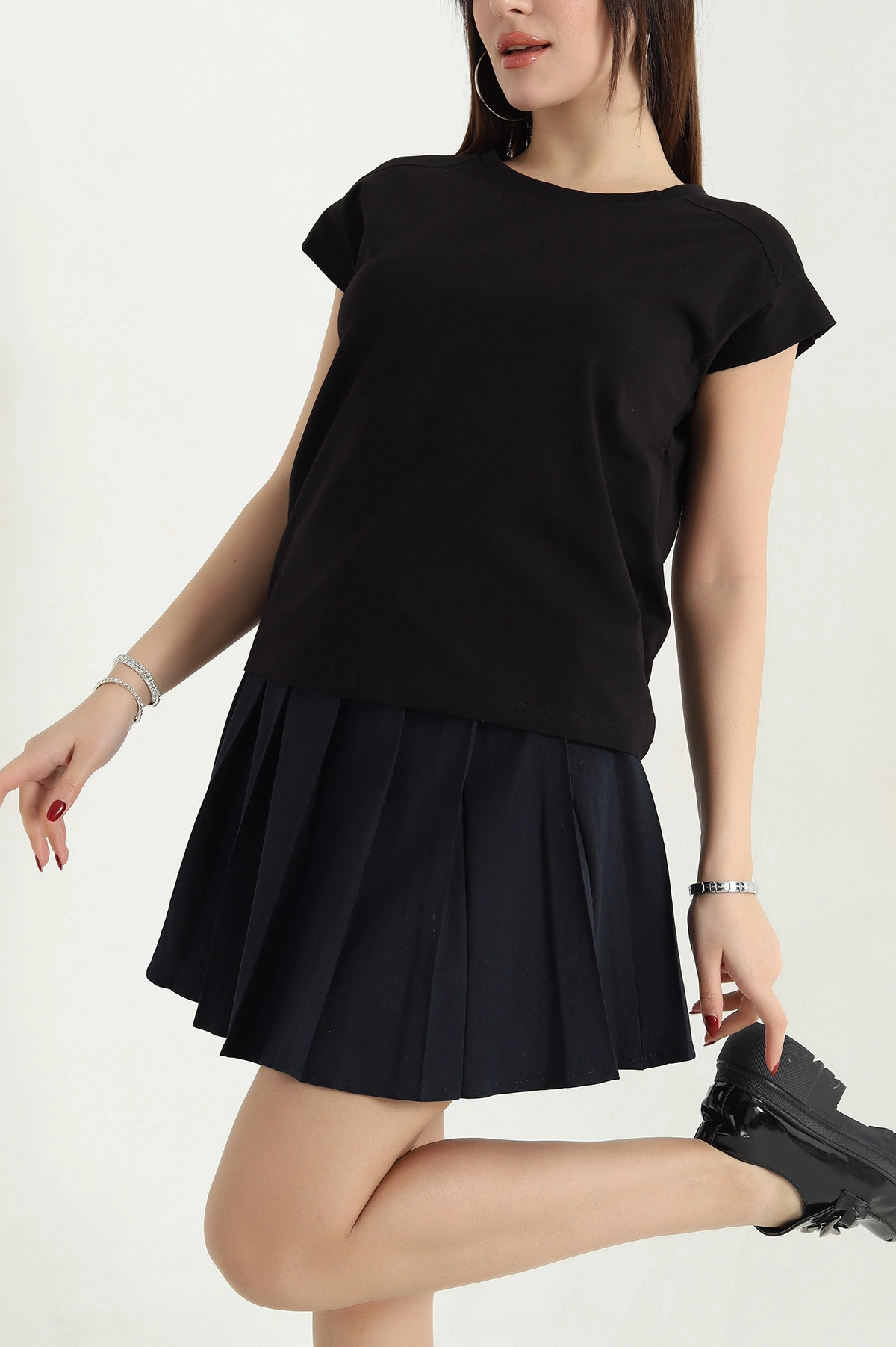 Siyah Süprem Reglan Kol Tişört 338154