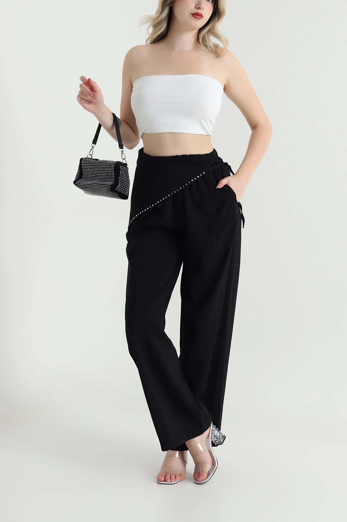Siyah Suwet Modal Kumaş Kadın Pantolon 467093