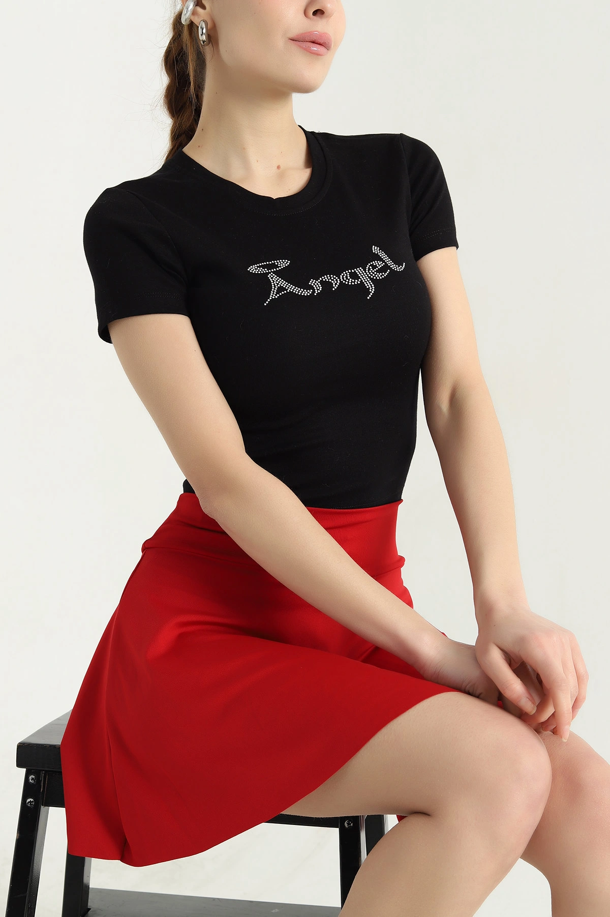 Siyah Taş Detay Likralı Crop 338517