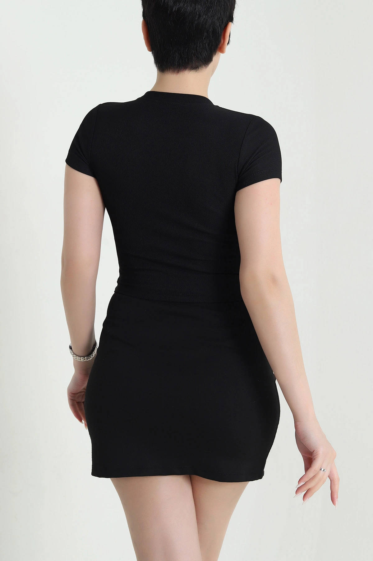 Siyah Taşlı Ottoman Likralı Kadın Bluz 450097