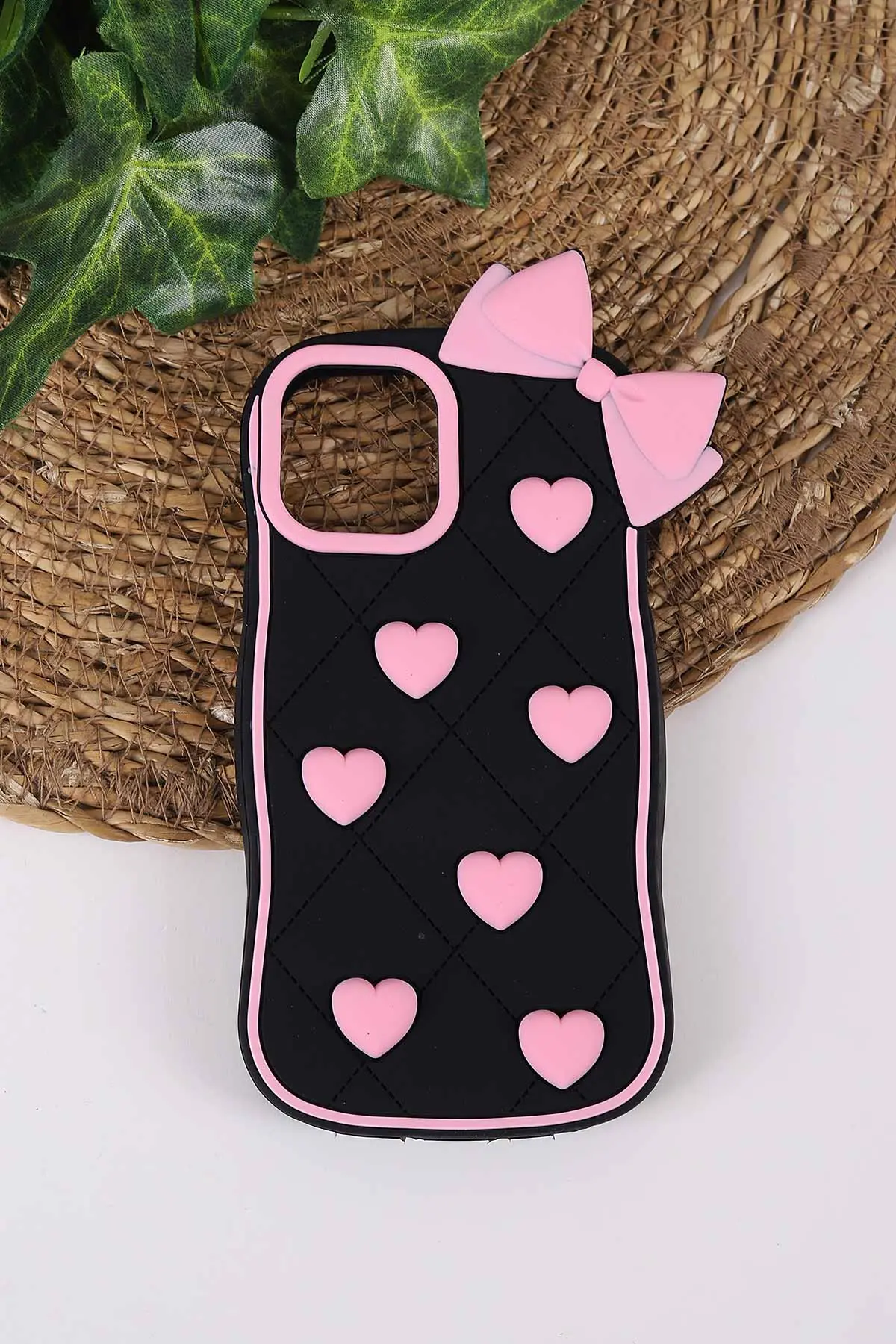 Siyah TeknoCase İPhone 12 Uyumlu Terra Case Serisi Premium Kabartmalı Soft Silikon Telefon Kılıfı 430265