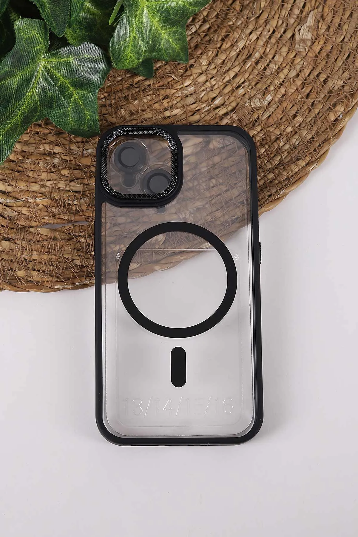 Siyah TeknoCase İPhone 13 Uyumlu Clear Lüx Case Serisi Lens Hediyeli Sert Silikon Telefon Kılıfı 430690
