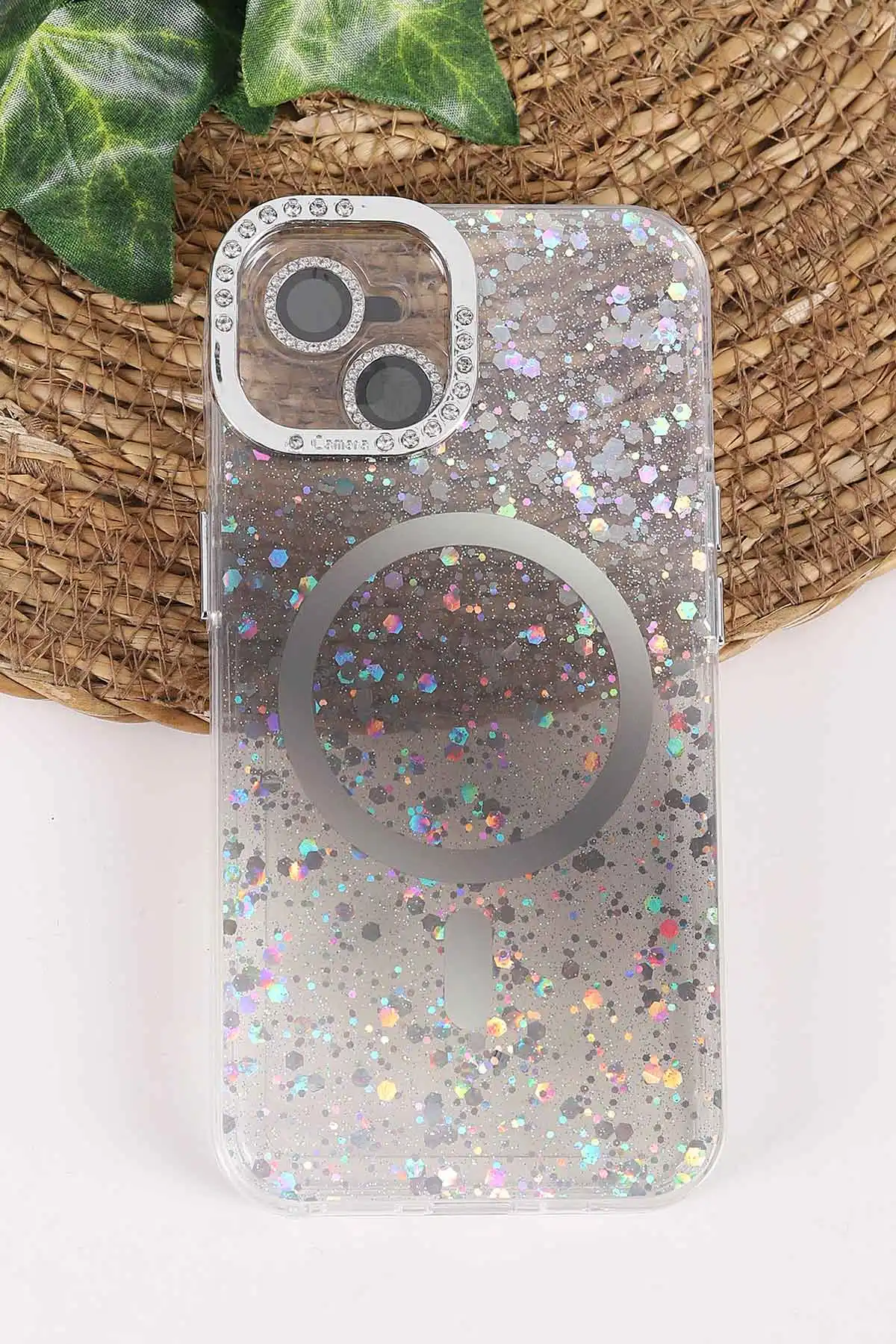 Siyah TeknoCase İPhone 13 Uyumlu Sortie Diamond Case Serisi Sert Silikon Telefon Kılıfı 457954