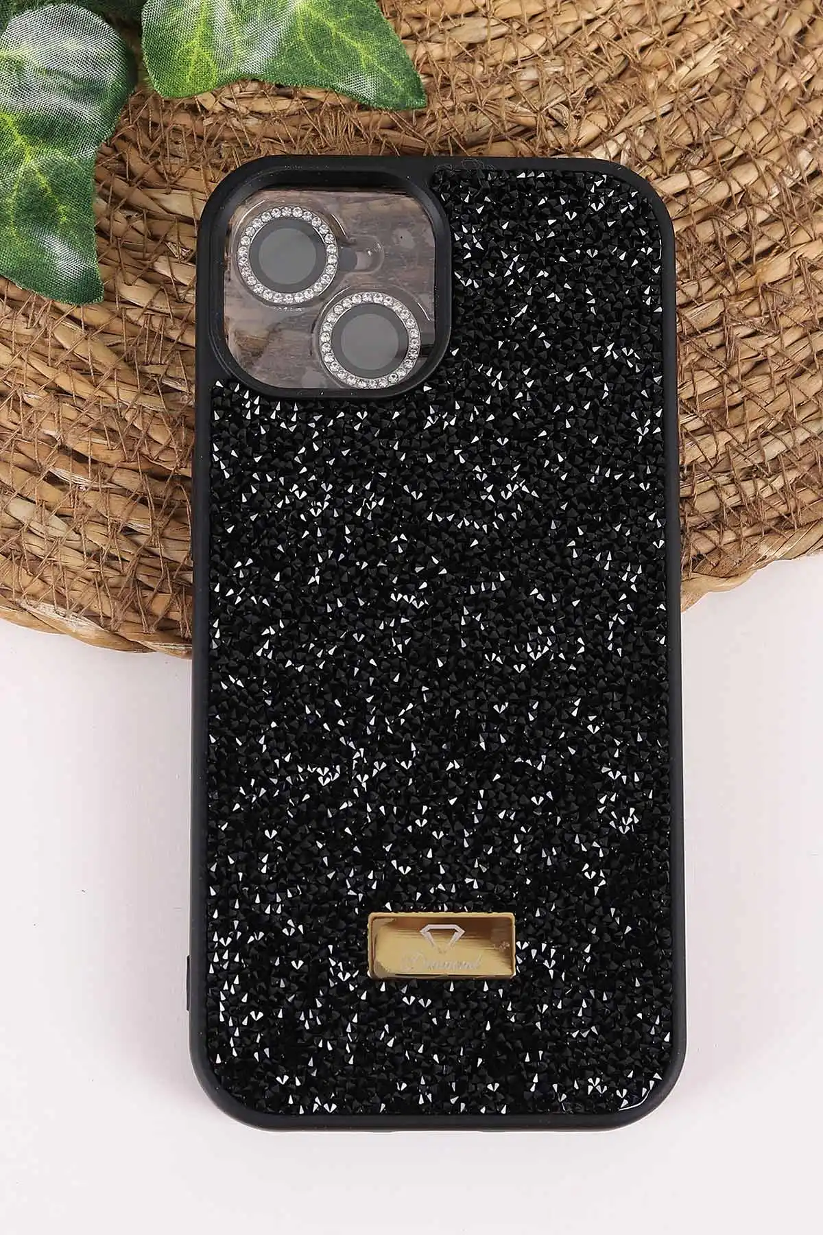 Siyah TeknoCase İPhone 14 Pro Max Uyumlu Ella Diamond Case Serisi Lens Hediyeli Sert Silikon Telefon Kılıfı 457737